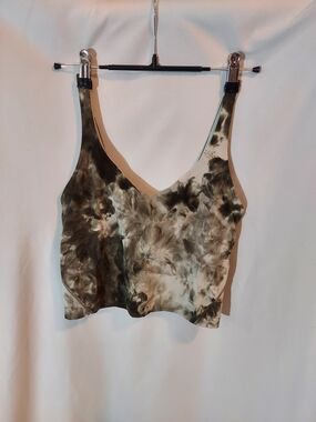 lululemon athletica Tie-Dye V-Neck Sports Bra - Olive Green & Cream